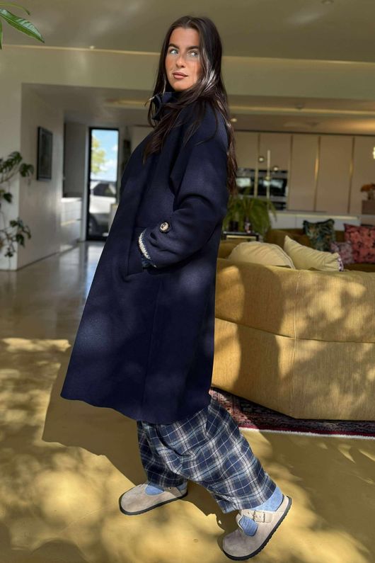 Sonn Funnel Neck Coat Navy